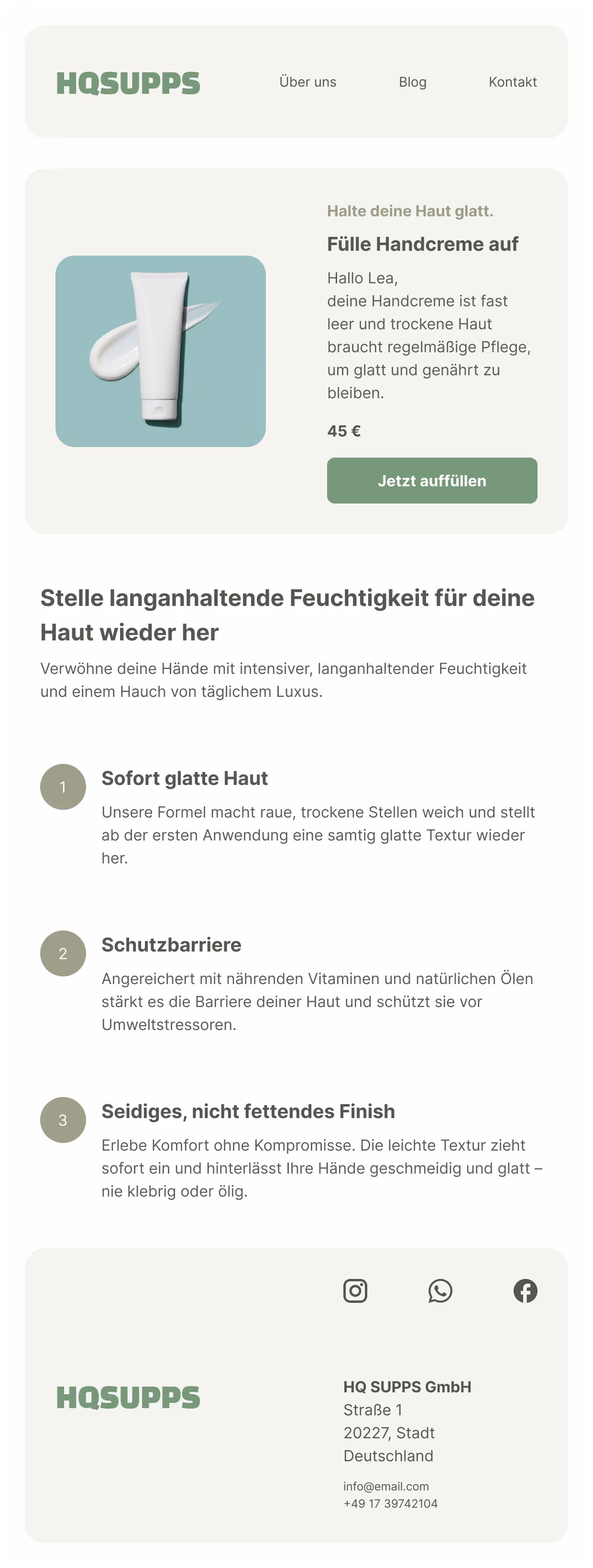 Refill Skill E-Mail-Beispiel